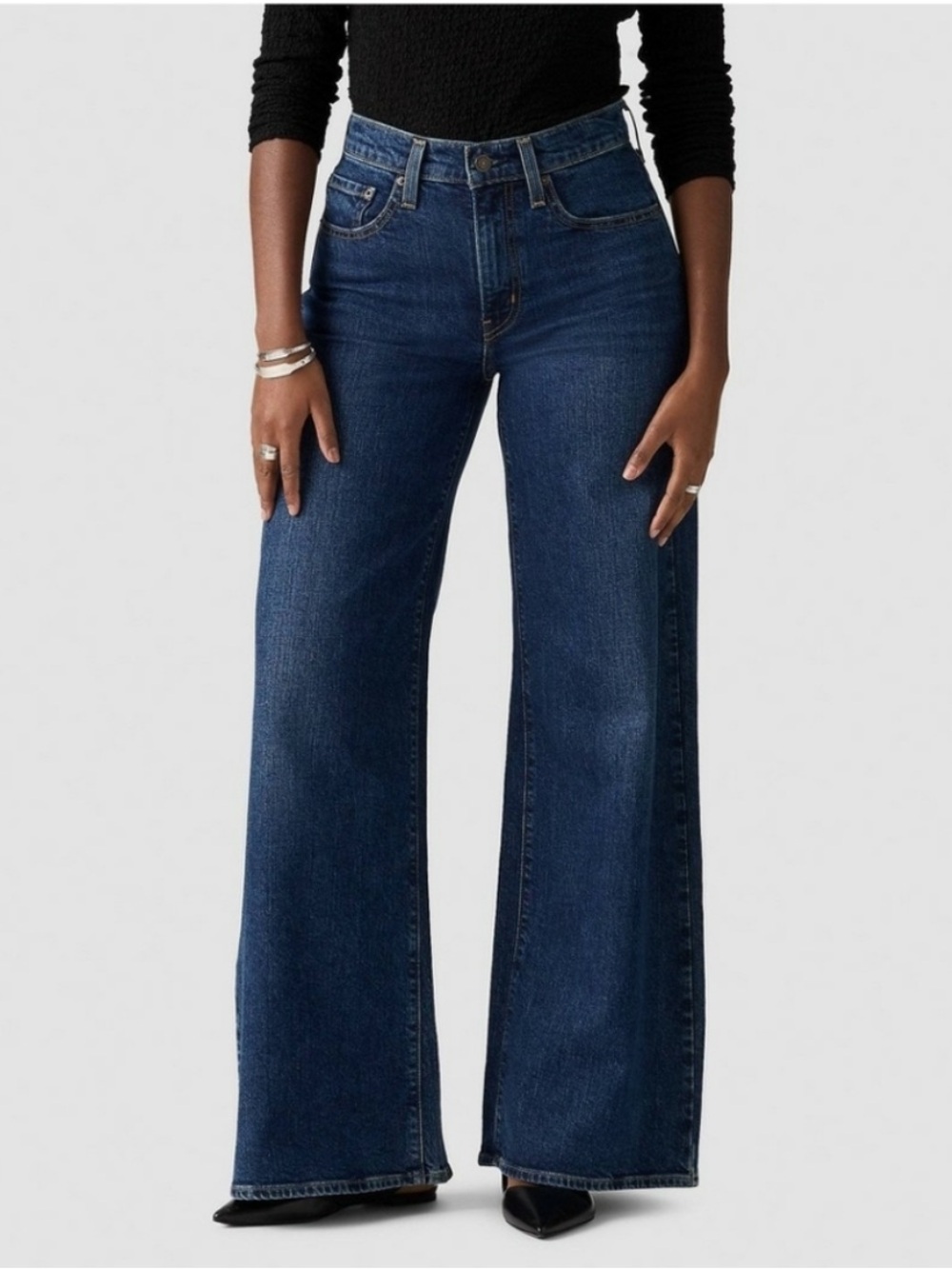Levi's 728 Blue 25x32 High Rise Wide Leg Jeans Denim